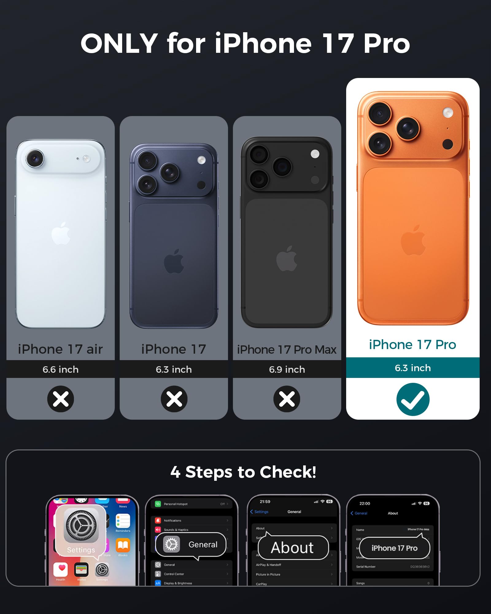 Goton Custodia 4in1 per iPhone 17 Pro con clip da cintura fondina arancione