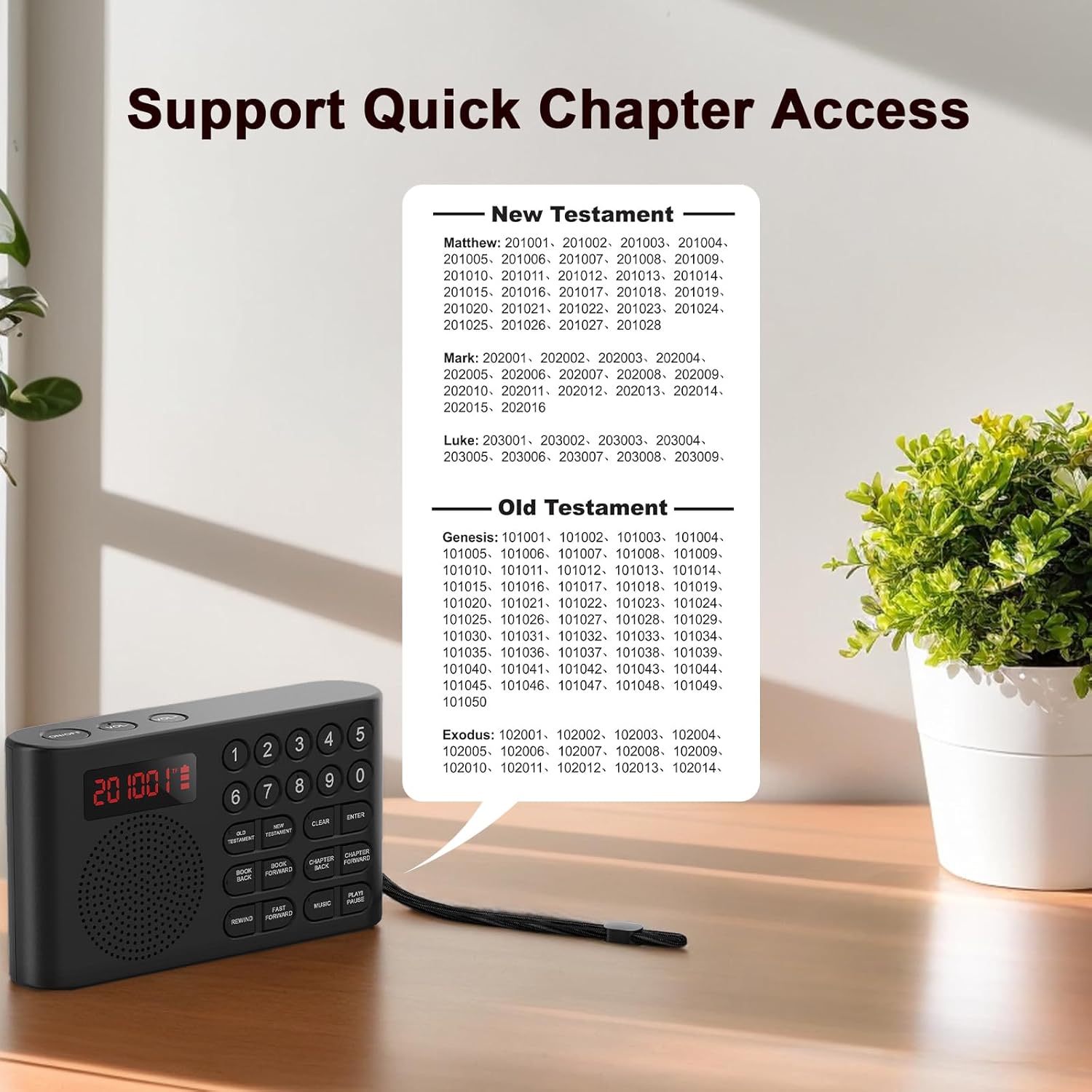 KJV Audio Bible Player, Electronic Talking Audio Bible KJV Player with New & Old Testament for Easy to Travel with and Listen Words Anytime, King James Version