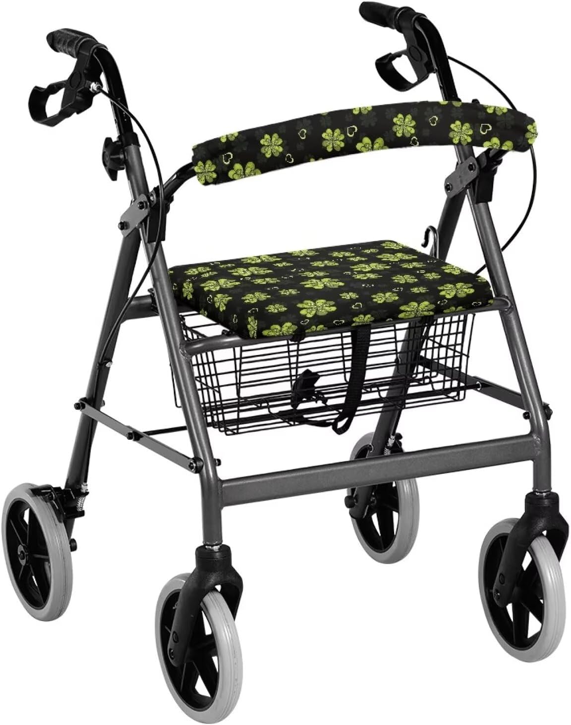 Luarisgur Walkers Rollators Accessories Green Leaves St Patricks Day Decor Walker Seat Covers for Seniors Irish Lucky Day Pattern Universal Rollator Walker Seat and Backrest Covers