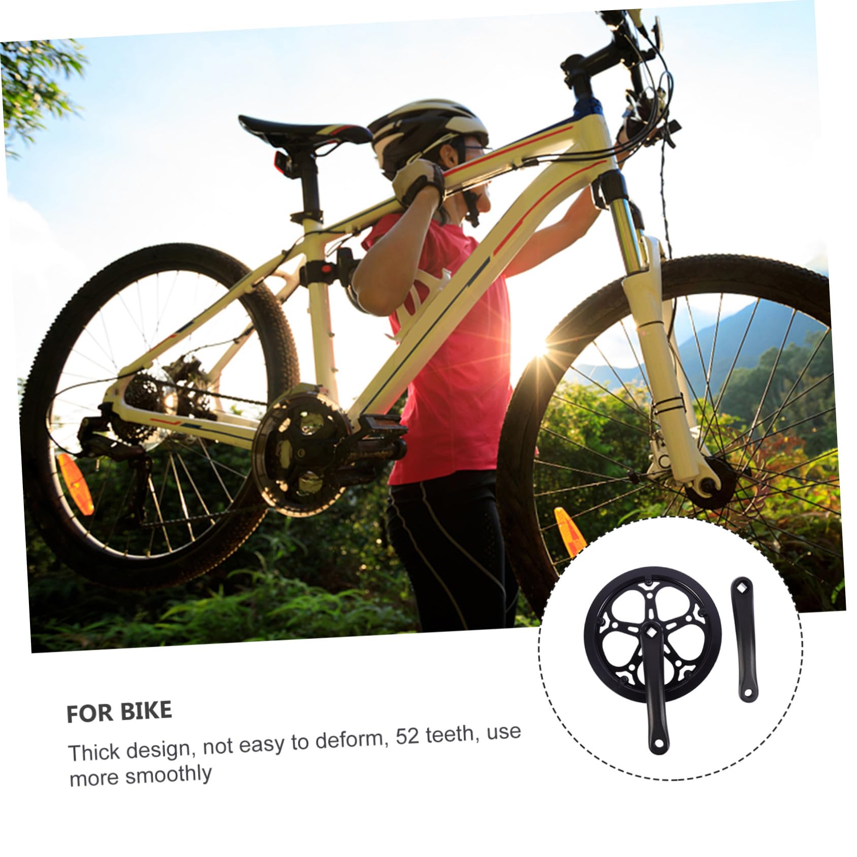 Alipis Guarnitura Pedivella Bici Singola velocità in Ferro Nero 170mm 52 Denti, Accessori per Biciclette Facile da Installare per Bici da Strada