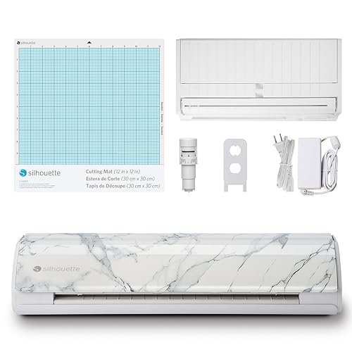 Silhouette Cameo 5 12 inch Vinyl Cutting Machine with Studio Software, Electric Tool and ES Mat Compatible, SNA and IPT, 50 db, Marble Edition - Bianco Carrara