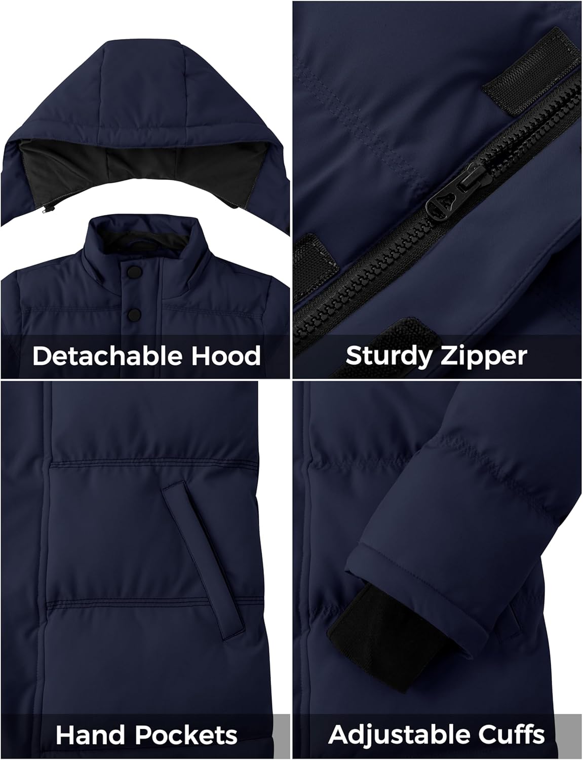 ZSHOW Boys' Winter Coat Waterproof Warm Quilted Puffer Jacket with Removable Hood - Image 6