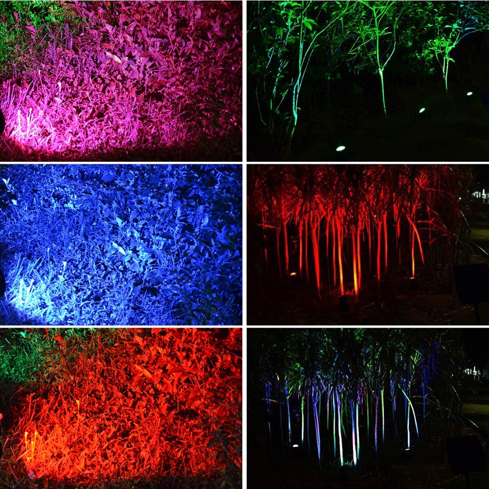 Luci per laghetto solare, faretti sommergibili per esterni, regolabili subacquee, colore RGB che cambia con 3 luci, quattro modalità di luce, impermeabile IP68, per prato, patio, giardino, piscina