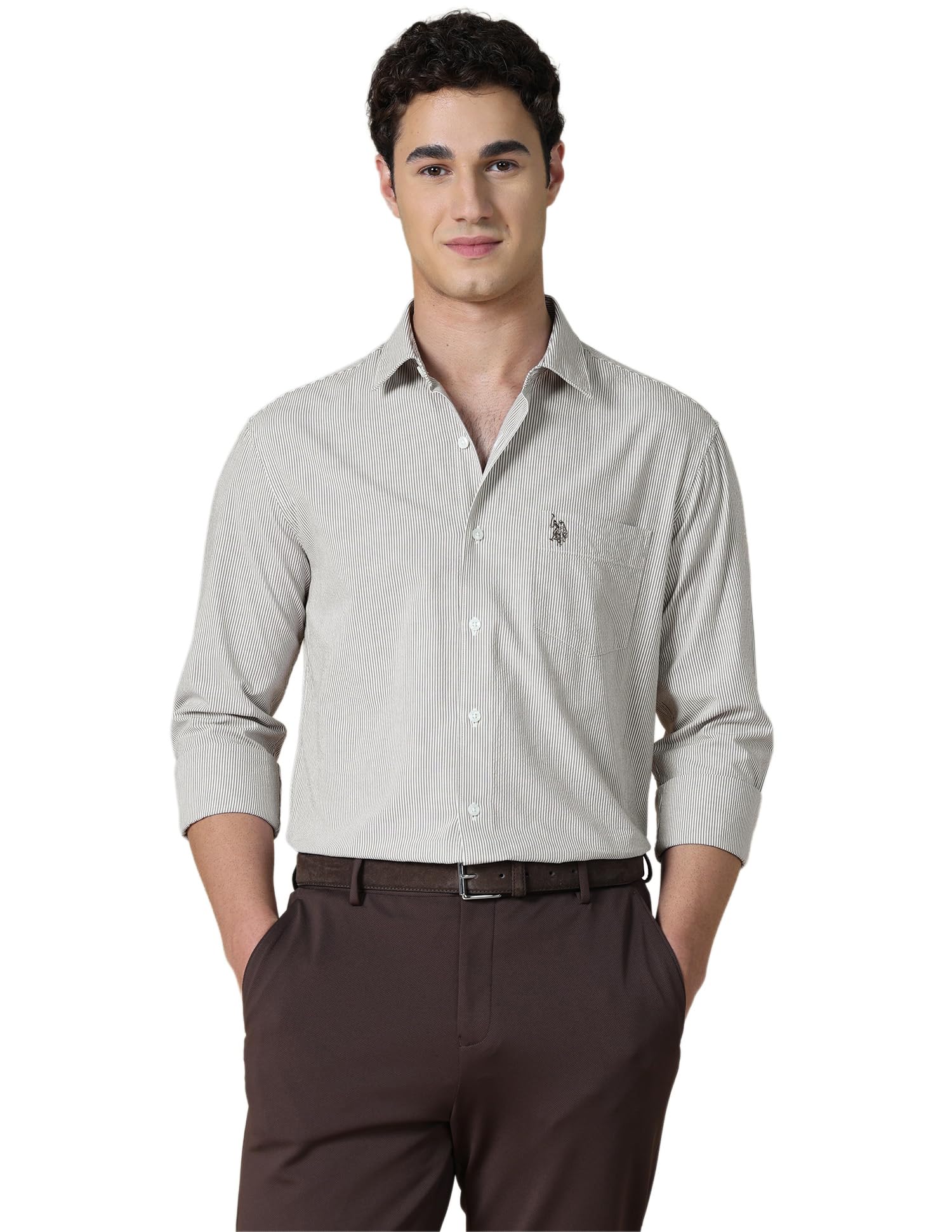 u.s. polo assn. U.S.Polo Association Men's Vertical Striped Seersucker Shirt-picture-24