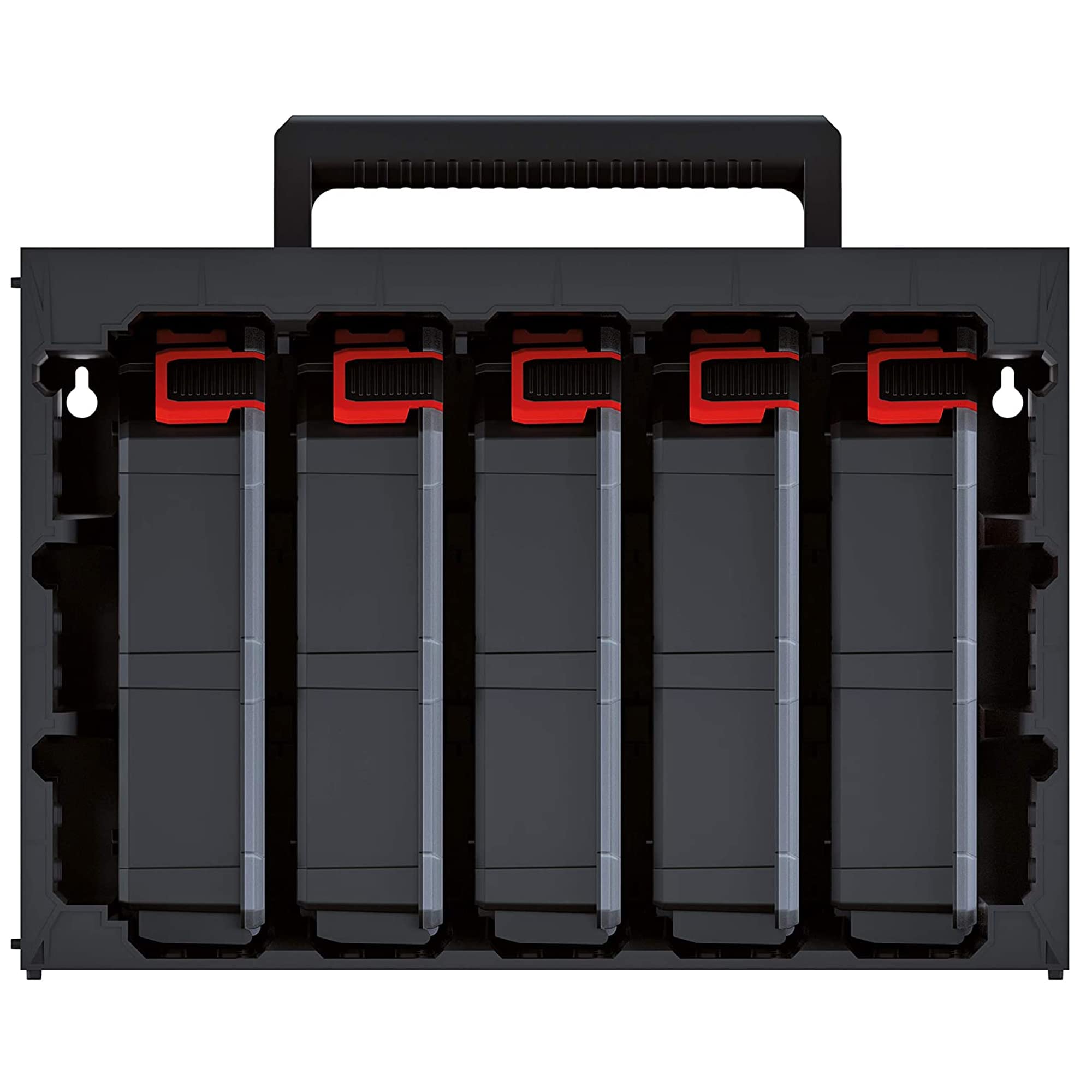 Kistenberg Werkzeugkoffer KTC30256S inklusive 5x Organizer mit Trennstege | Komfortabler Griff | wandmontierbar | stapelbar | Kunststoff | 41,5 x 29 x 29,5 cm