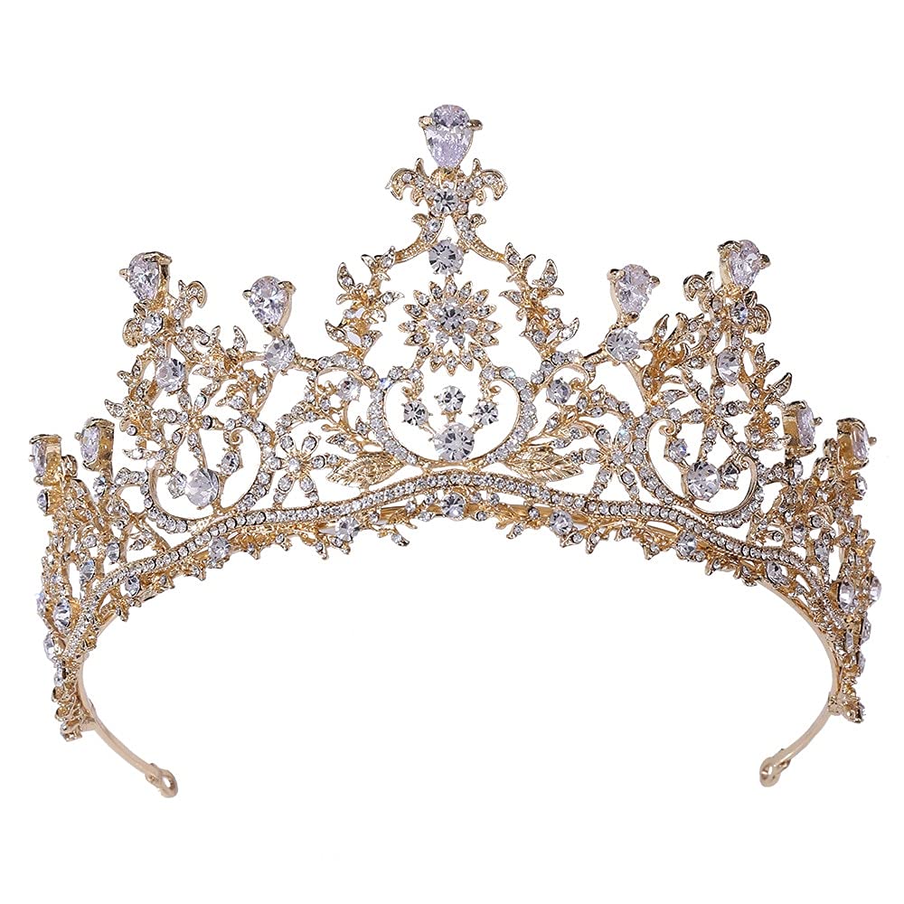 Diamentowa Tiara Retro złoty kryształ diademy ślubne korony kobiety luksusowe Rhinestone korowód Diadem panna młoda opaska ślubne akcesoria do włosów