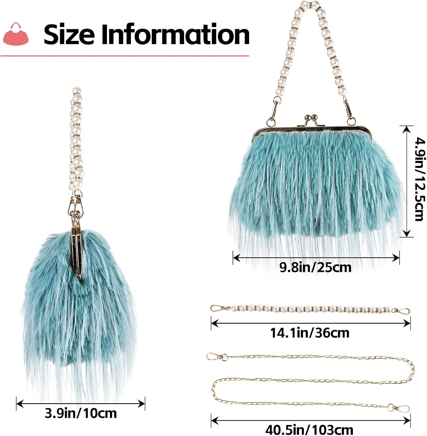 Women Clutch Purses,Fluffy Feather Evening Handbags for Wedding Party Banquet Prom Crossbody Bag - Image 4