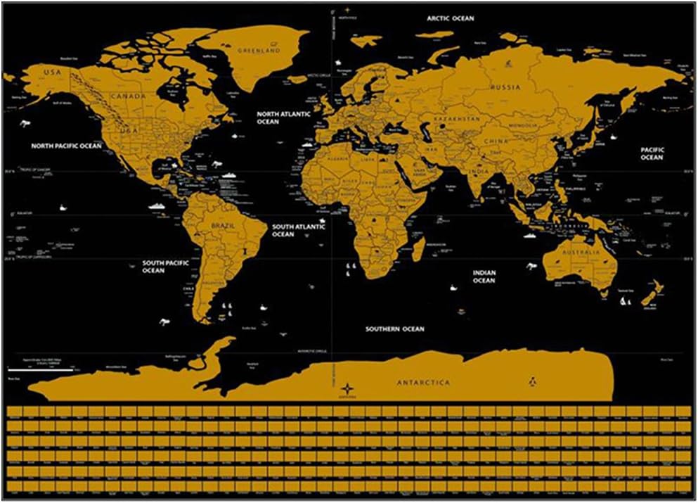 Scratch off world map NOMAD XL01 - Deluxe edition - XL size 82x60cm - With accessories kit and gift tube - Remember and spotlight your adventures