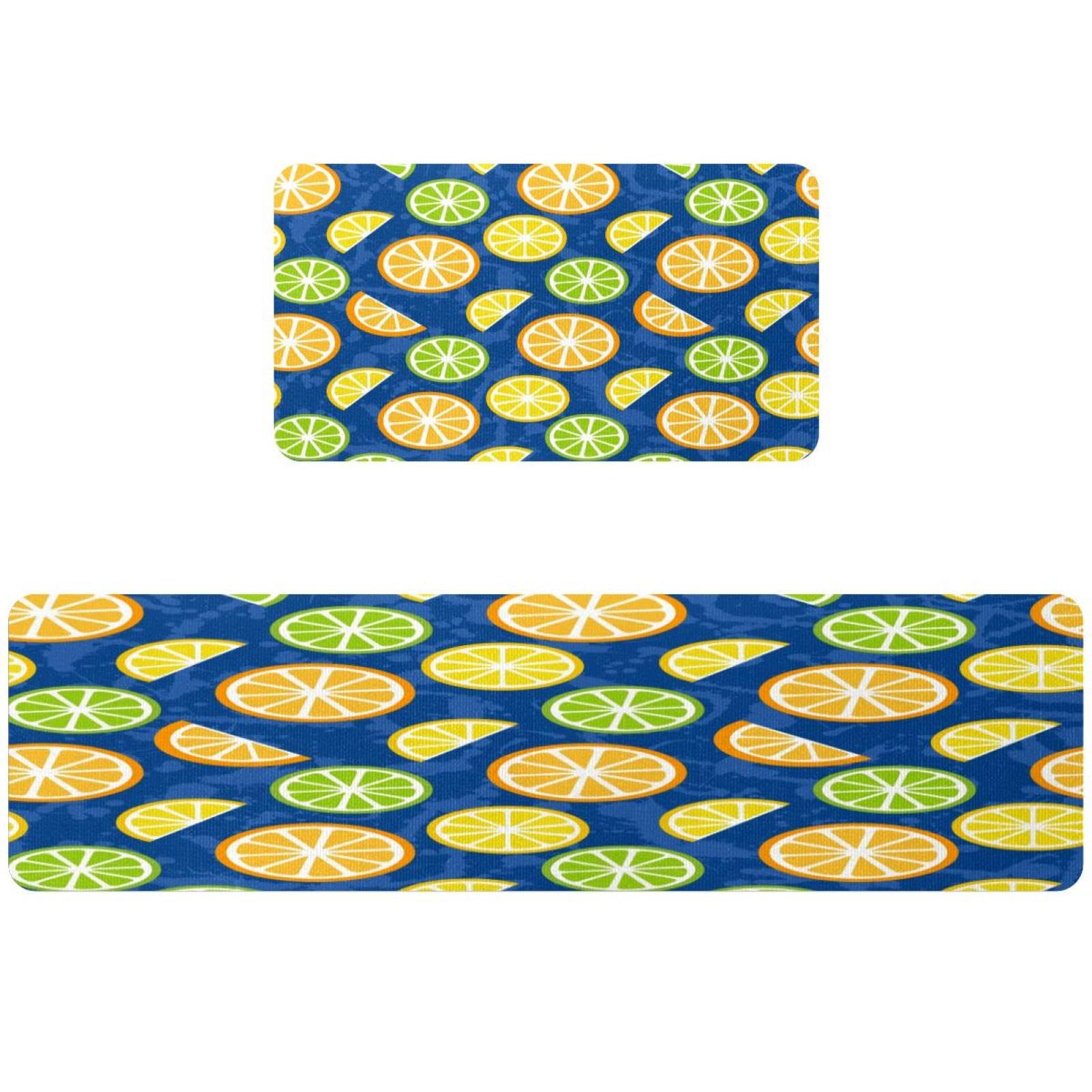 Alfombrillas de cocina antideslizantes lavables VAPOKF con diseño de limones para pasillo