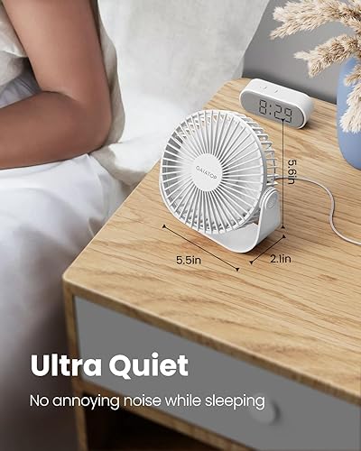 Miniatura 3 de Gaiatop Ventilador de escritorio USB, flujo de aire fuerte de 3 velocidades, portátil de 5.5 pulgadas, rotación de 90, refrigeración silenciosa,
