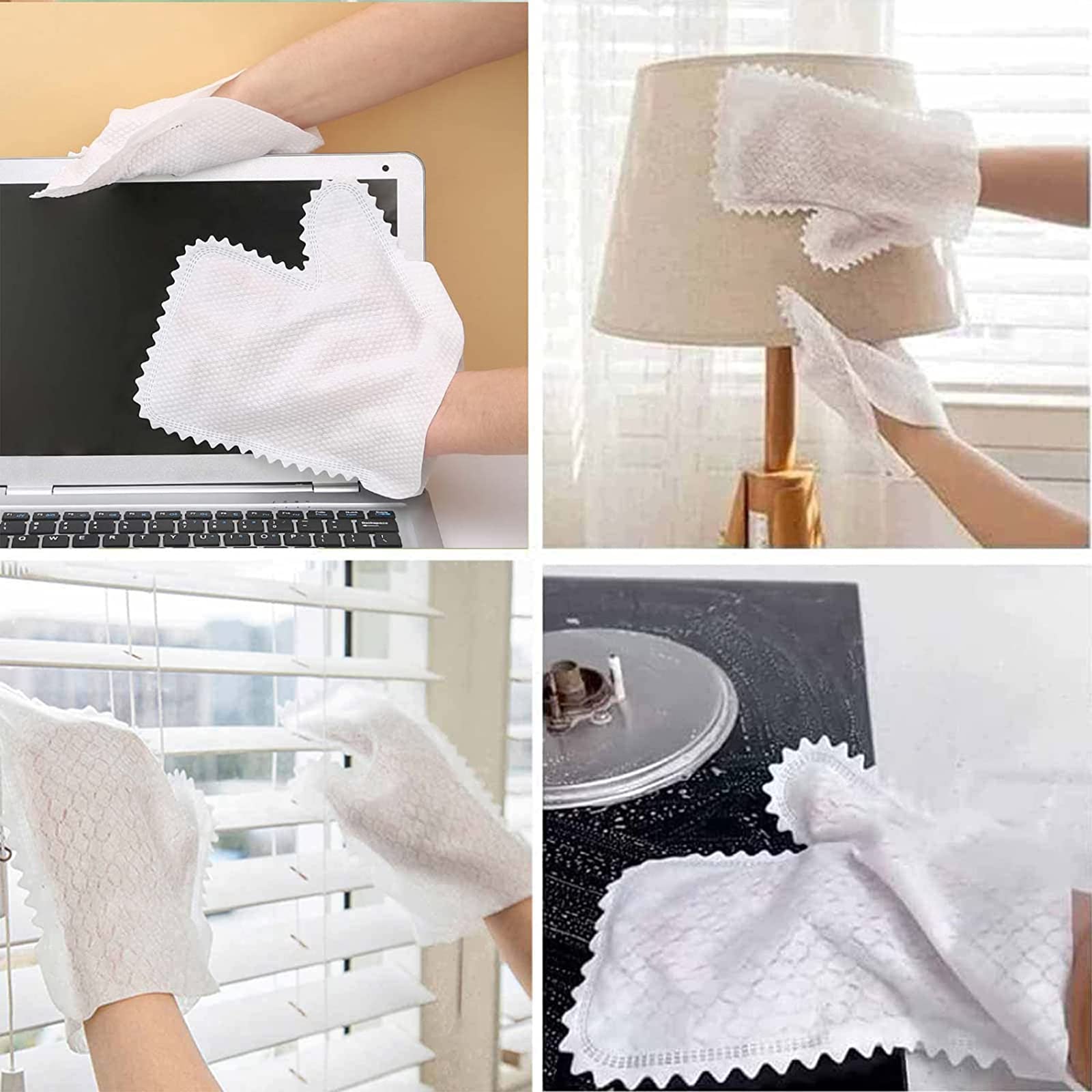 Guantes de Limpieza de Escamas de Pescado Tela no Tejida Desinfección del Hogar Eliminación de Polvo Guantes de Limpieza de Microfibra Reutilizable para Limpiar de Ventanas Vidrios,60pcs