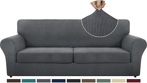 Miniatura 9 de ZNSAYOTX Fundas de sofá de 3 piezas con 2 fundas de cojín de asiento extra grandes, funda de sofá de alta elasticidad para sofá de 2 cojines, fundas