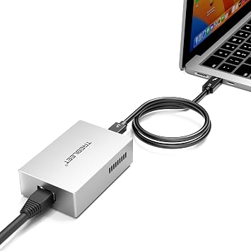 TREBLEET USB4 10 GbE محول إيثرنت، متوافق مع Thunderbolt 4 و Thunderbolt 5، المدمج في مروحة التبريد الصامت، 10 GB اتصال شبكة عالية السرعة يدعم NAS، ويندوز، وماك