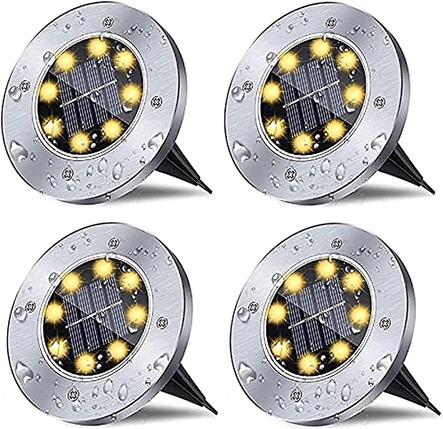 Beauenty Solar Ground Lights, Waterproof Solar Garden Lights, Upgraded Outdoor Garden Waterproof Bright in-Ground Lights, Landscape Lights for Pathway,Yard,Deck,Lawn,Patio,Walkway (4 Pack Warm Light)