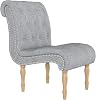 Simore Fabric Vanity Chair,Modern Button-Tufted Living Room Chairs, Upholstered Armless Bedroom Chair with Wooden Legs