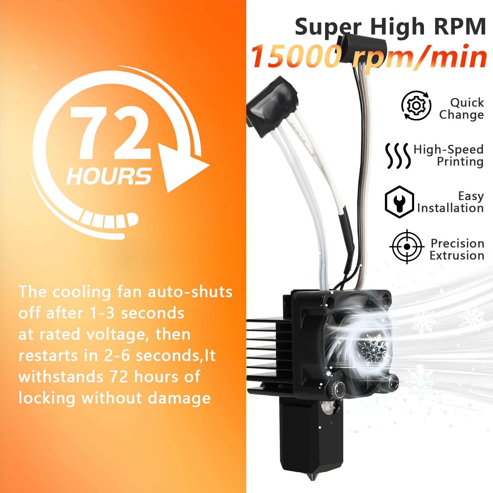 P1S/P1P Hotend-Komplettkit mit 60W-Keramikheizer & 0-320°C Thermistor – Vollmontiertes Hotend mit Lüfter, 0,4mm Düse aus gehärtetem Stahl, Heizblock – Kompatibel mit Bambu Lab P1 Serie 3D-Drucker