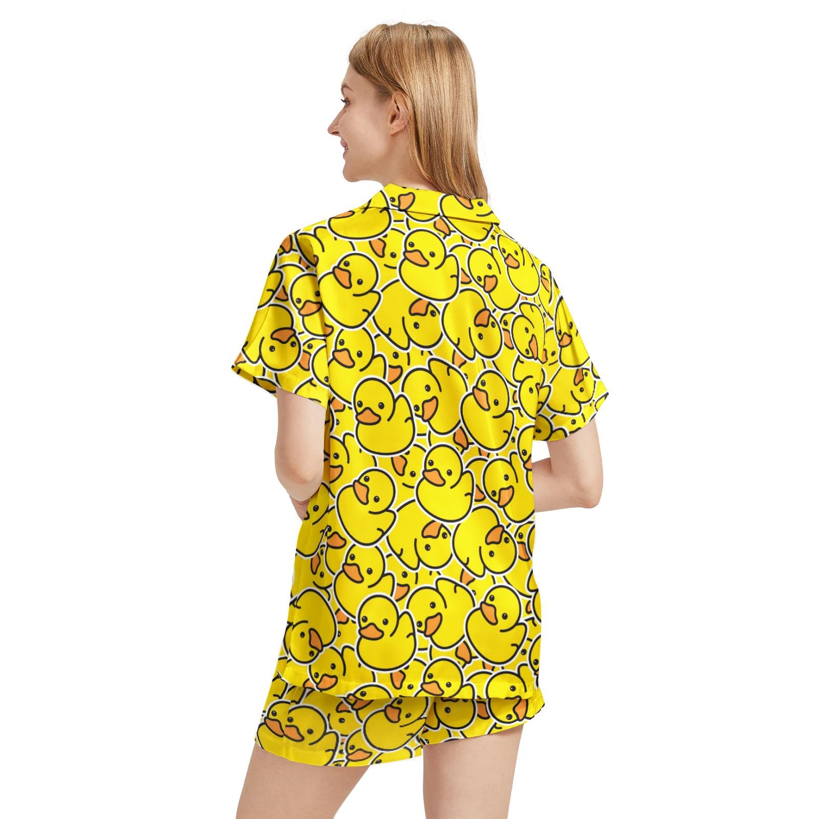 MSOKAZZLES Pajama Sets for Women 2 Piece Button Down Lounge Set Short Sleeve Tops and Shorts Soft Sleepwear