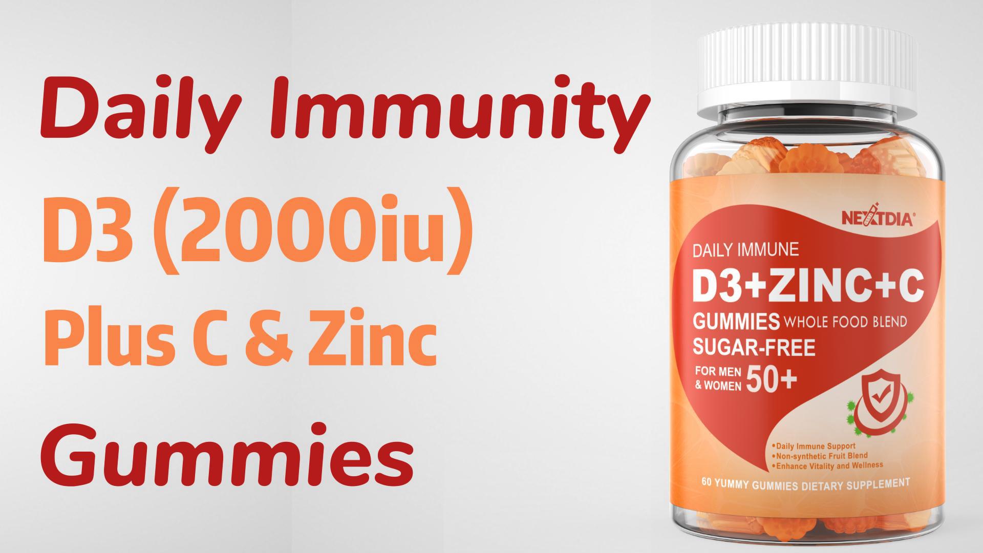 Amazon.com: Sugar Free Vitamin C + D3 + Zinc Gummies for Adults 50