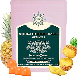 Premium Feminine Balance Gummies - for Women’s Health & Wellness - Immune Support PH Balance - Vegan, Gluten-Free - Hawaiian Pineapple - 60 Gummies - 30 Servings