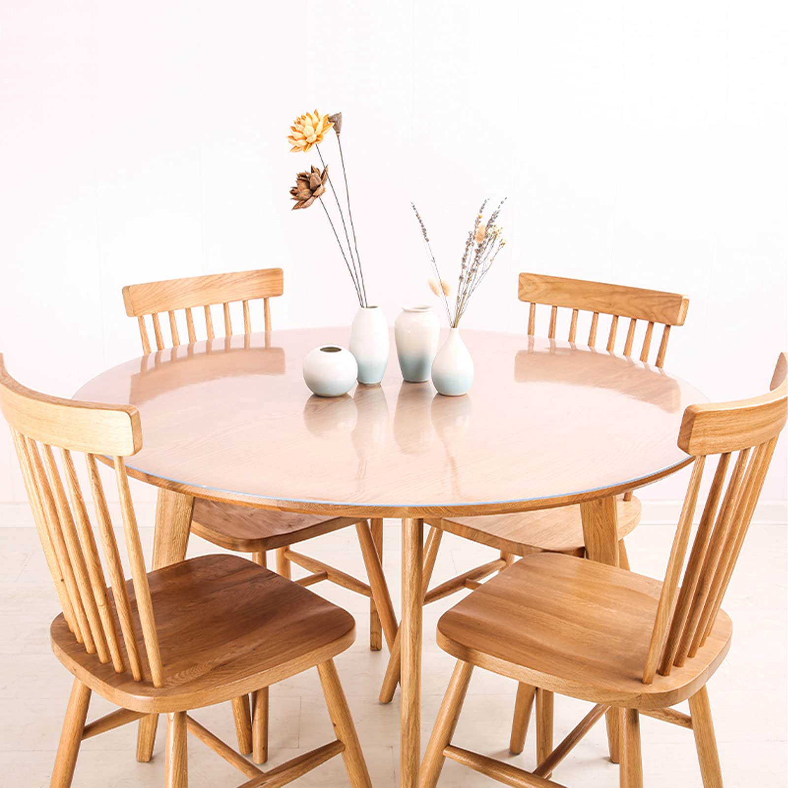 Protection de table en PVC mat 2mm nappe ronde transparente antidérapante