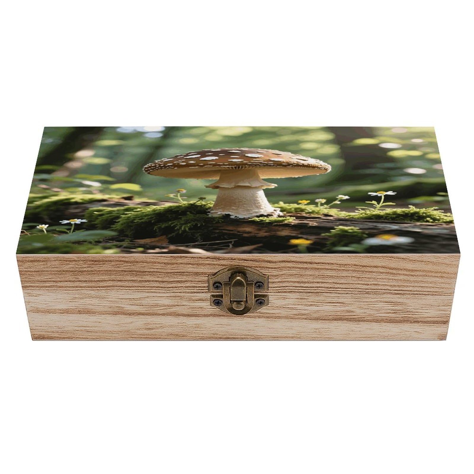VstaDank Mushroom Wooden Storage Box with Hinged Lid Natural Wooden Box Beautifully Keepsake Boxes Vintage Wood Boxes Jewelry Organizer Trinket Storage Chest Unique Gift