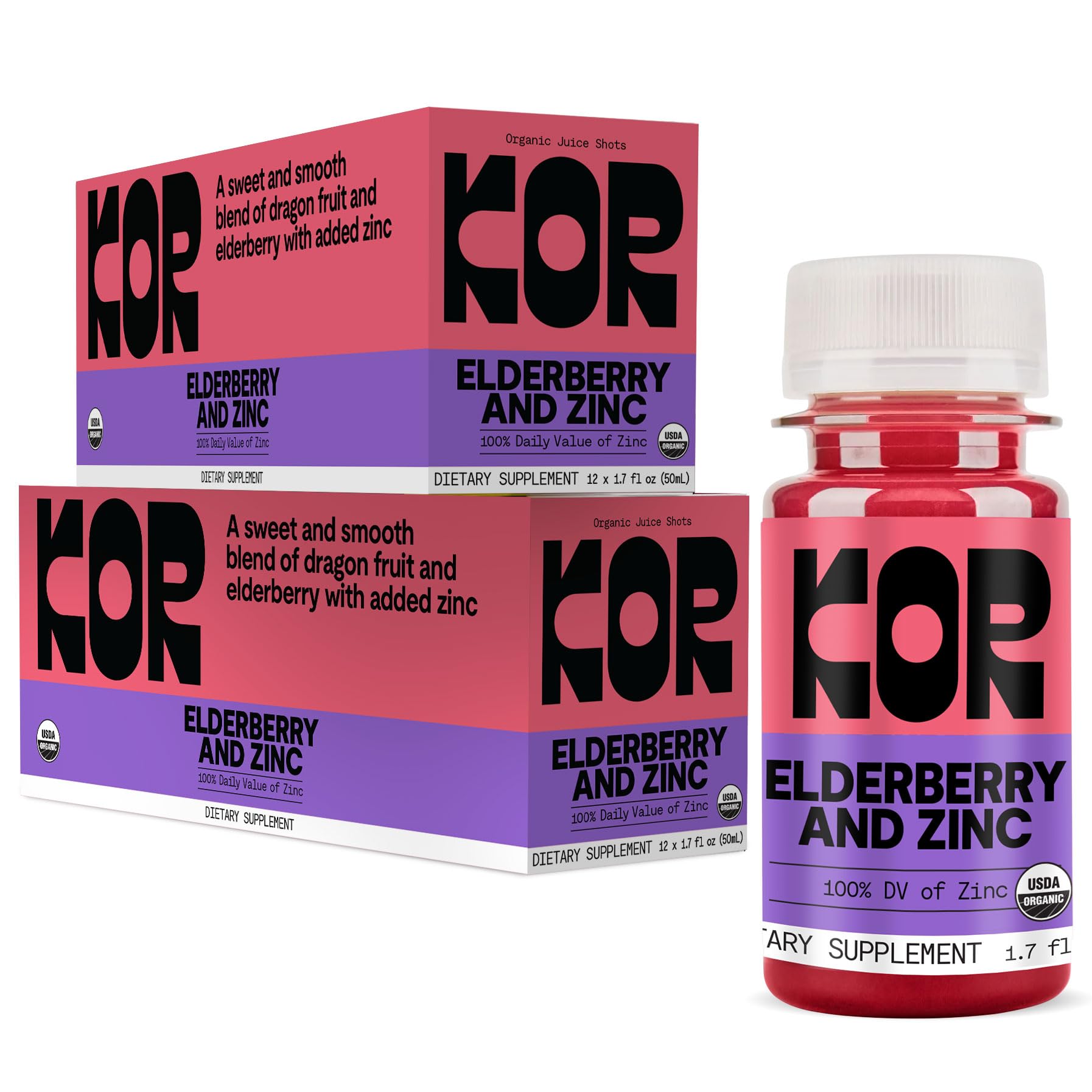 Amazon.com: Kor Shot Elderberry and Zinc Shot - 24 Pack x 1.7 Fl