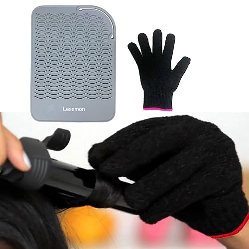 Miniatura 5 de Tapete de viaje de plancha plana, protector de mostrador de rizador con guante resistente al calor para rizadores, alisador de pelo, planchas planas