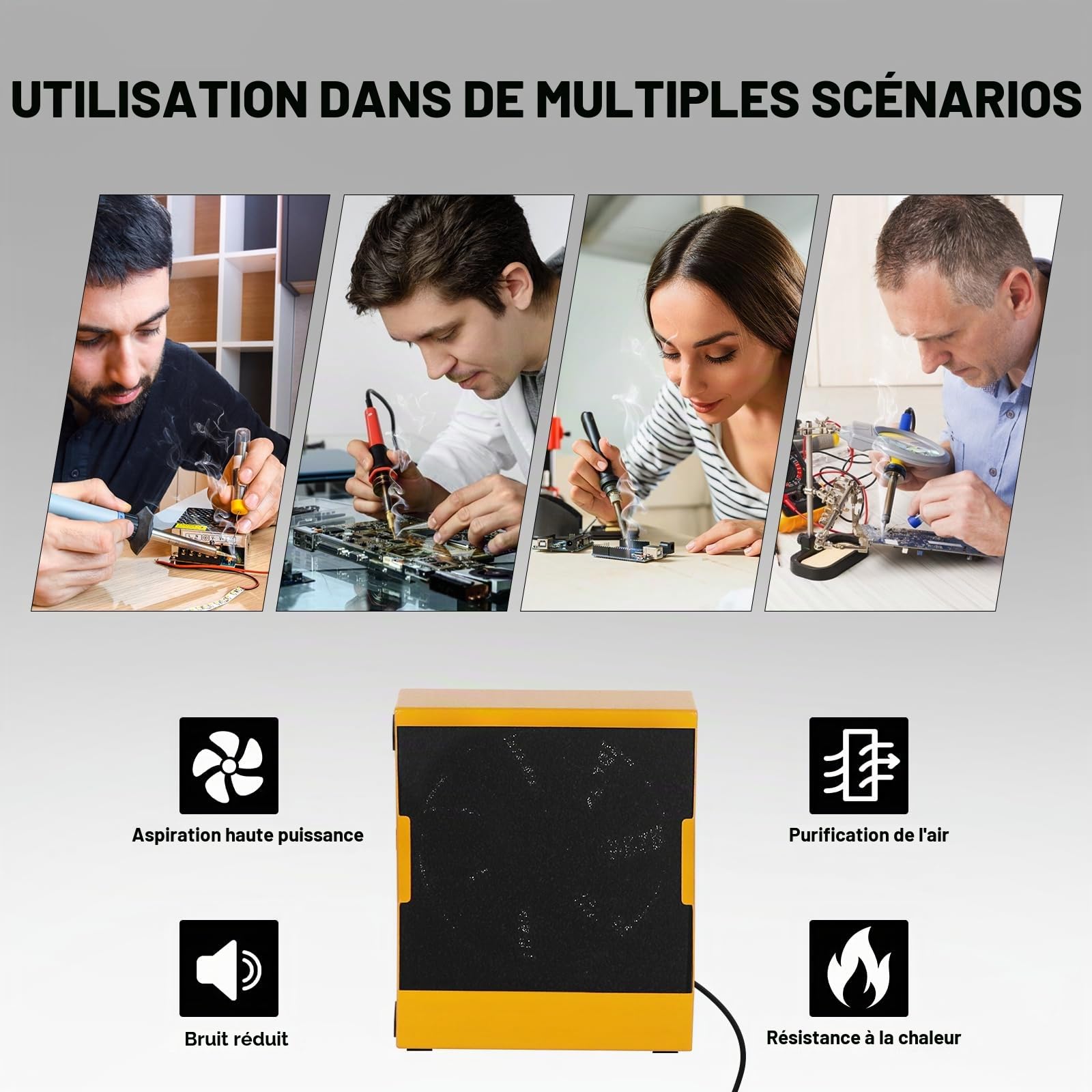 Aspirateur à vapeur de soudure - Absorbeur de fumée - 12 V - Ventilateur de travail DIY pour station de soudage