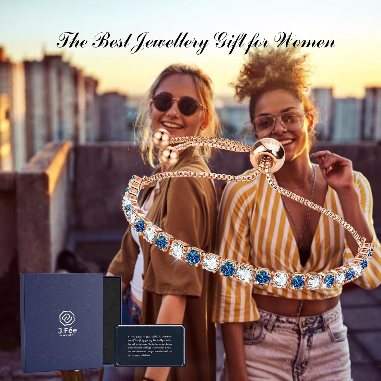 J.Fée Silver Bracelet, S925 Tennis Bracelet with Sparkling 5A Cubic Zirconia Silver Bracelets for Women Adjustable Bracelet for Women Bracelets Womens Bracelet Women Gifts for Women Mom - Image 6