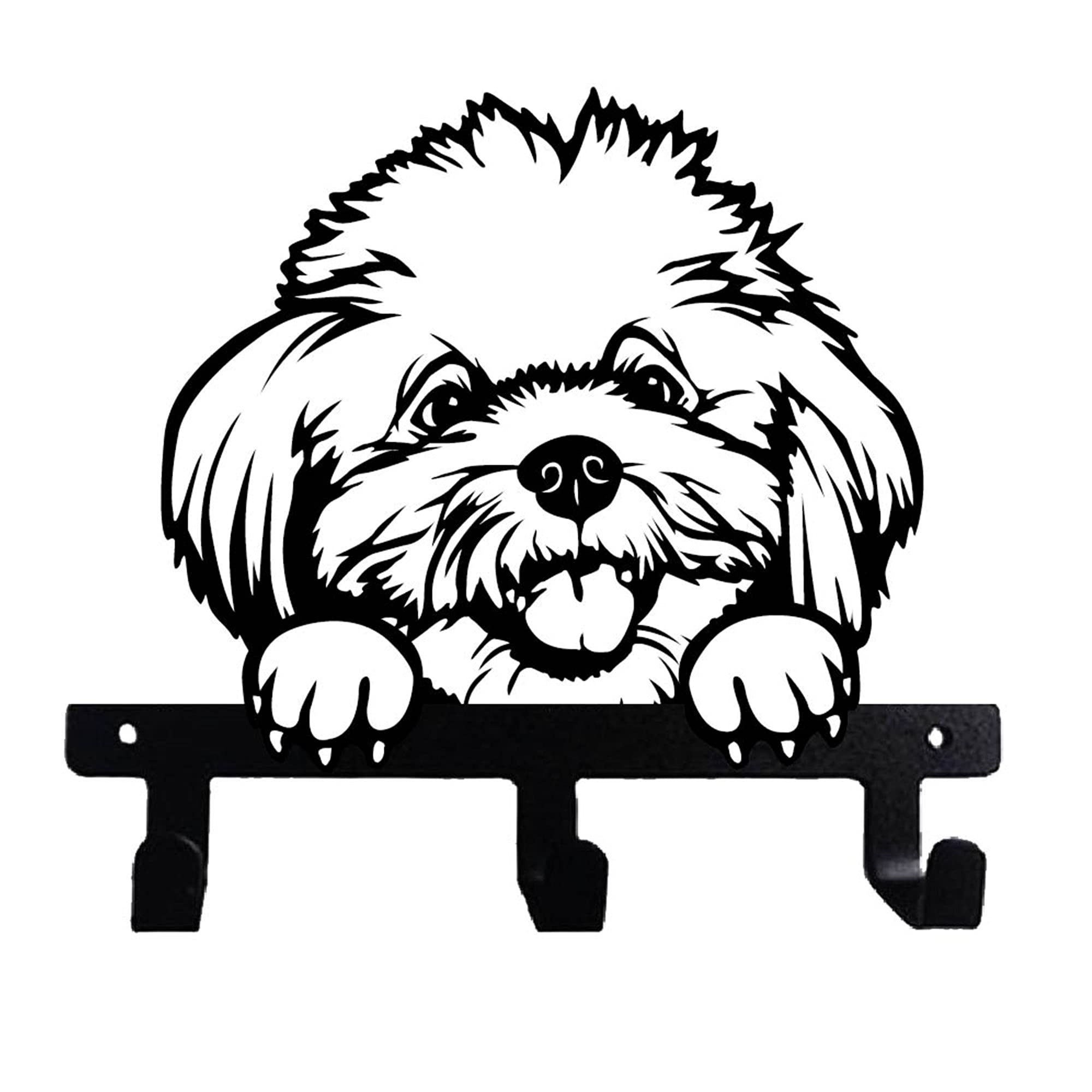 Poodle Maltipoo Cavapoo Cockapoo Silhouette Design Metal Wall Hook for Leash Keys Towel (Peekaboo)
