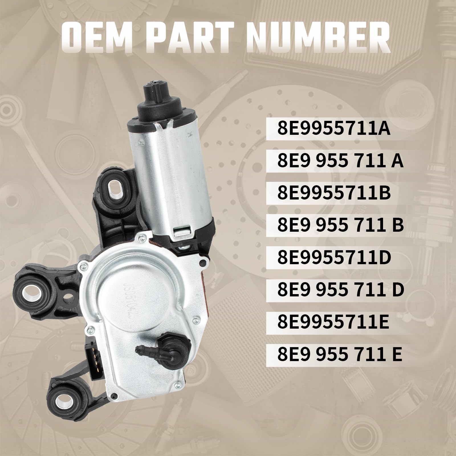 8E9955711A - Motore per tergicristallo posteriore, ricambio per A3 8P1 8PA A4 8D2 B5 8K2 B8 A4 Avant A6 C6 Q5 Q7 8E9955711E 579603
