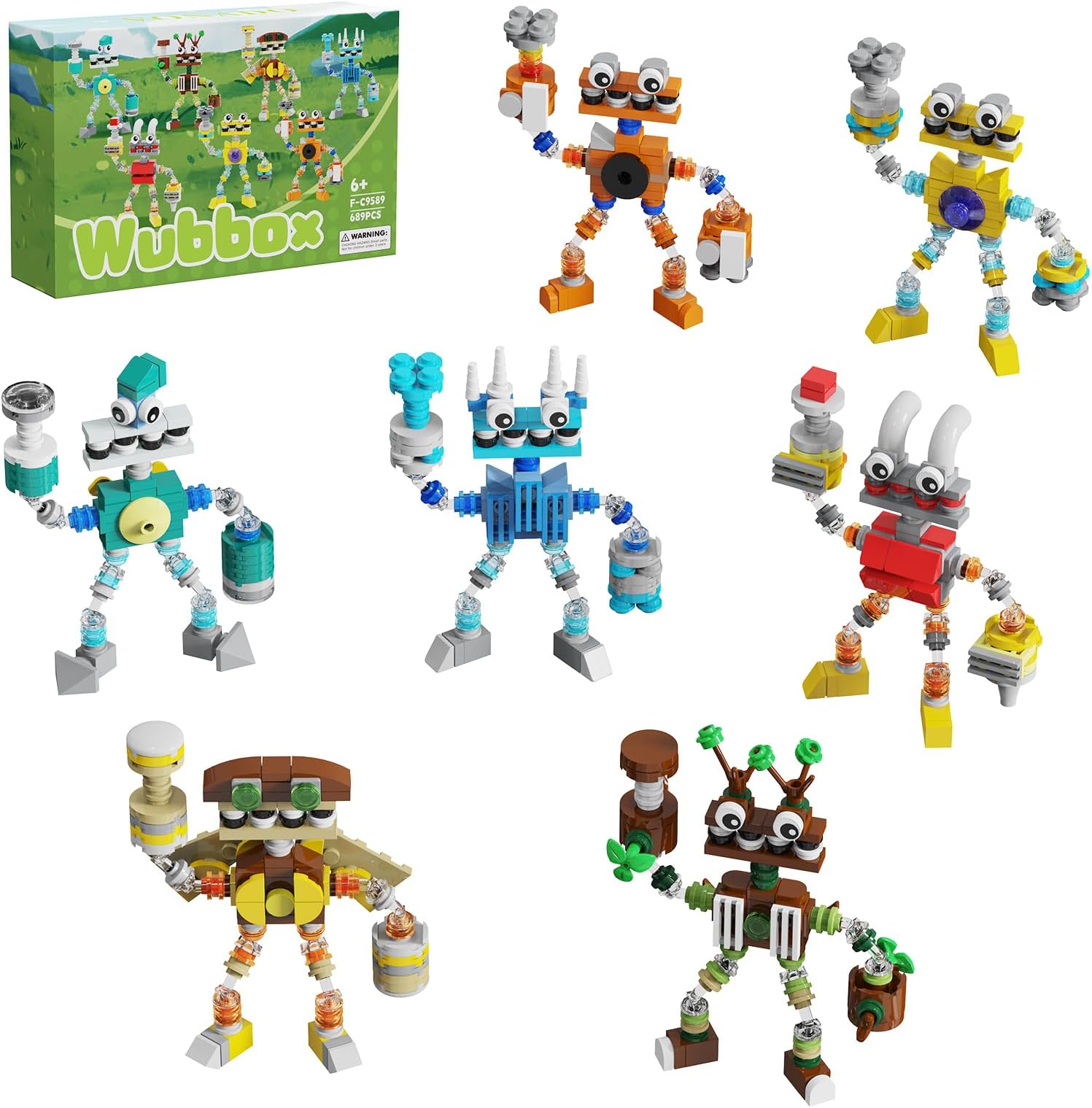 Millionspring Building Block Kit, 7 in 1 Monster Friends Action Figure Toy Model, Cute Musical Game Festival Toys Gifts for Boys and Girls Ages 6+ (689 Pcs)