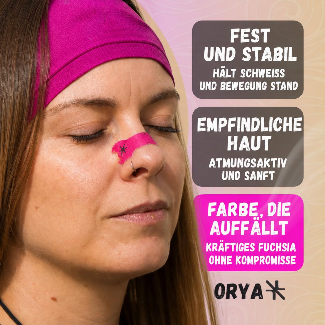 ORYA, 30 Stück Nasenpflaster Schnarchen, Sport Nose Strips, Atmungshilfen und Schnarchstopper, Rose