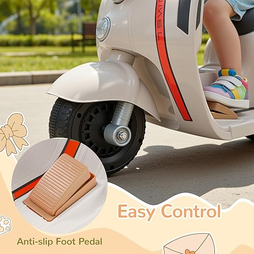 Miniatura 6 de TLSUNNY Motocicleta eléctrica para niños, juguetes para montar con faros y música, arranque suave, batería de 6 V, vehículo eléctrico para niños y