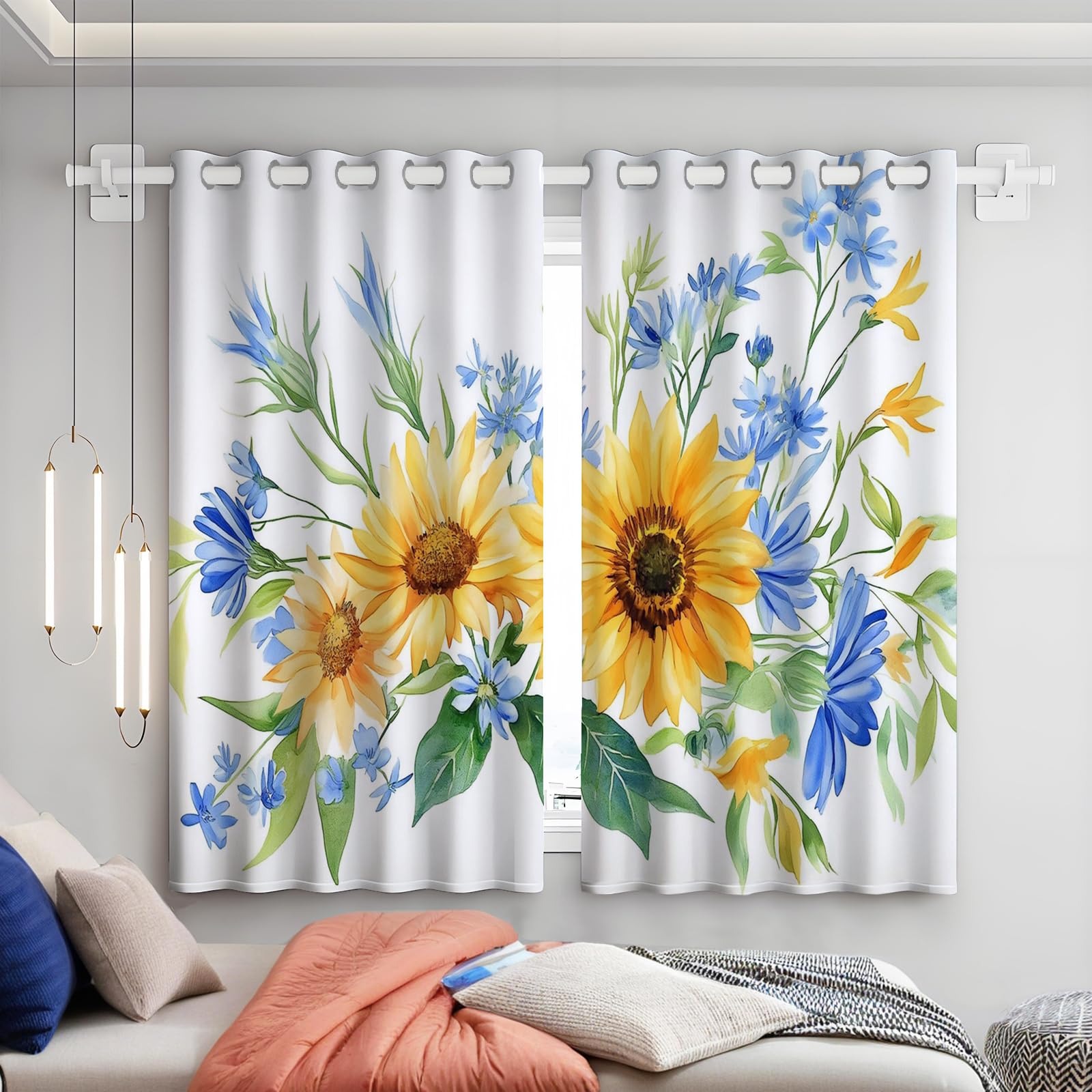 Rideaux imprimé pour salon chambre fenetre moderne décoration florale 140x240