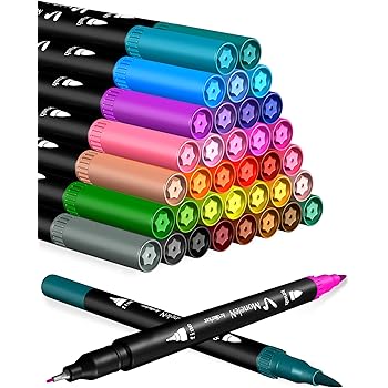 Amazon Com Coloring Markers Set For Adults Kids 36 Dual Brush Pens Fine Tip Art Colored Markers For Adult Coloring Books Bullet Journal Scrapbooking Supplies School Drawing Double Sided Color Marker Pen No