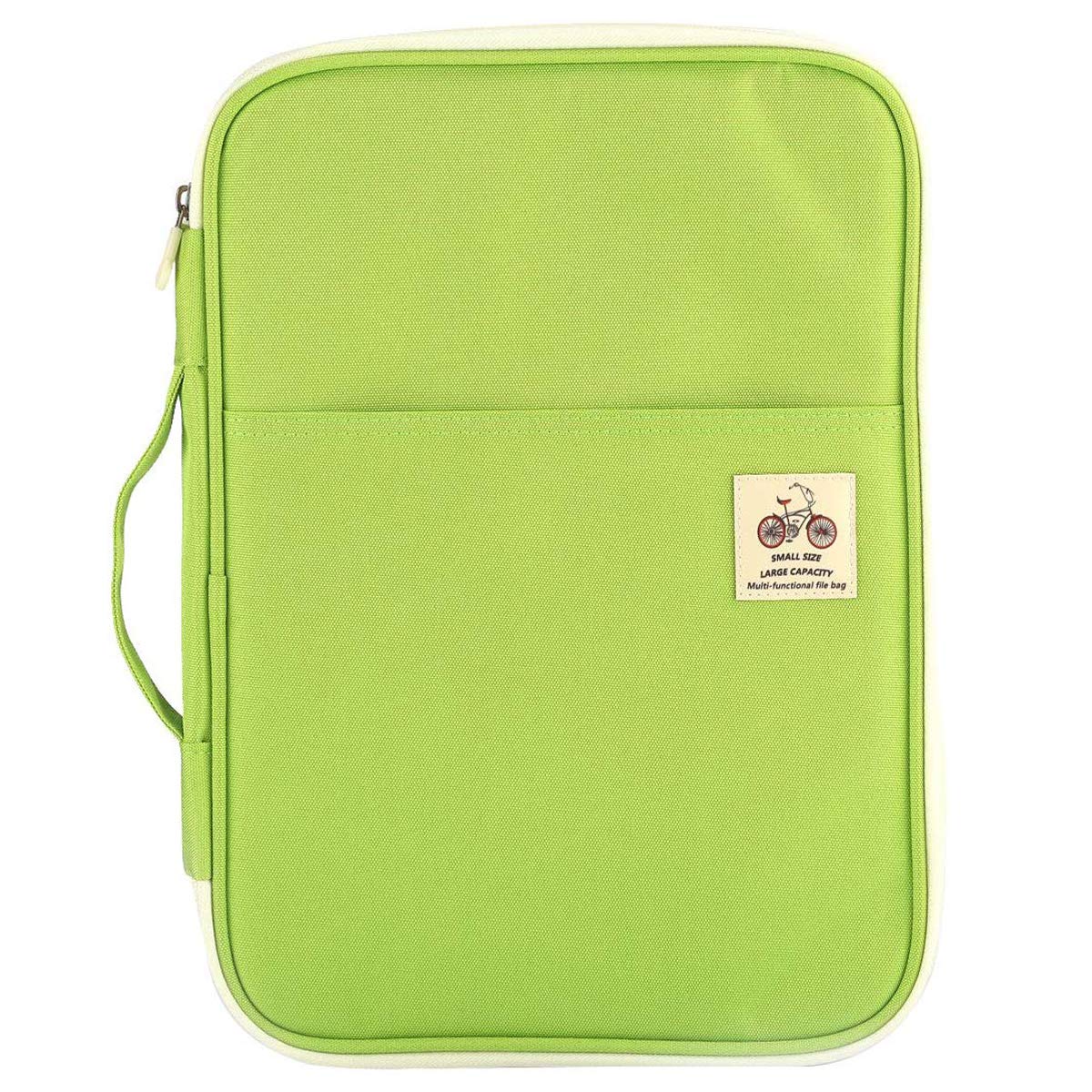 JAKAGOTravel Portfolio Organizer Waterproof A4 Document Bag Multifunctional Travel Note Pouch Zippered Case for Notebook, Ipad, Journals, Sketch Books (green)