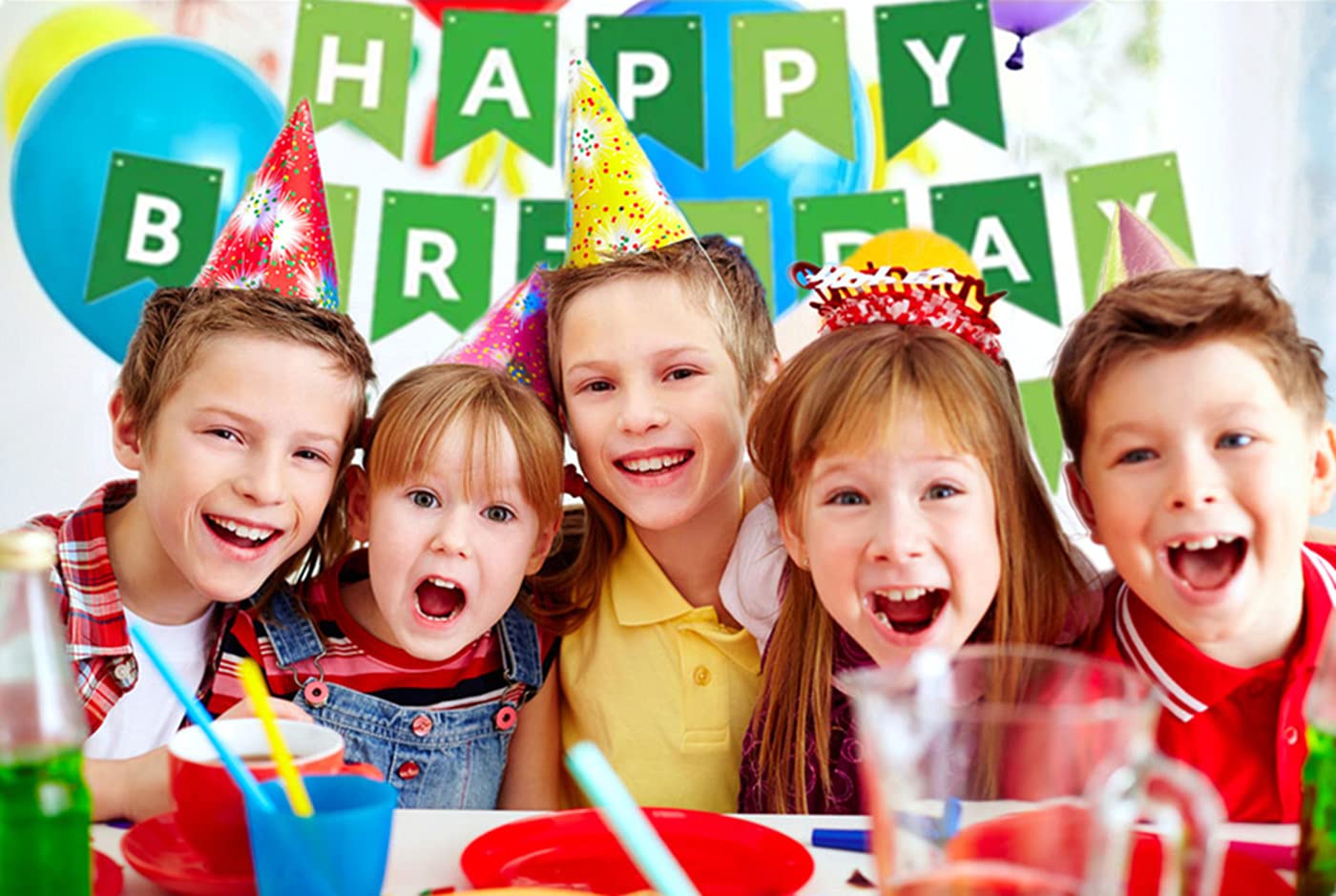 bng-bng Green Happy Birthday Banner Bunting Sign Swallowtail Large Hanging Garland Party Decoration for Boys Girls Birthday Decoration Party Supplies - Image 5