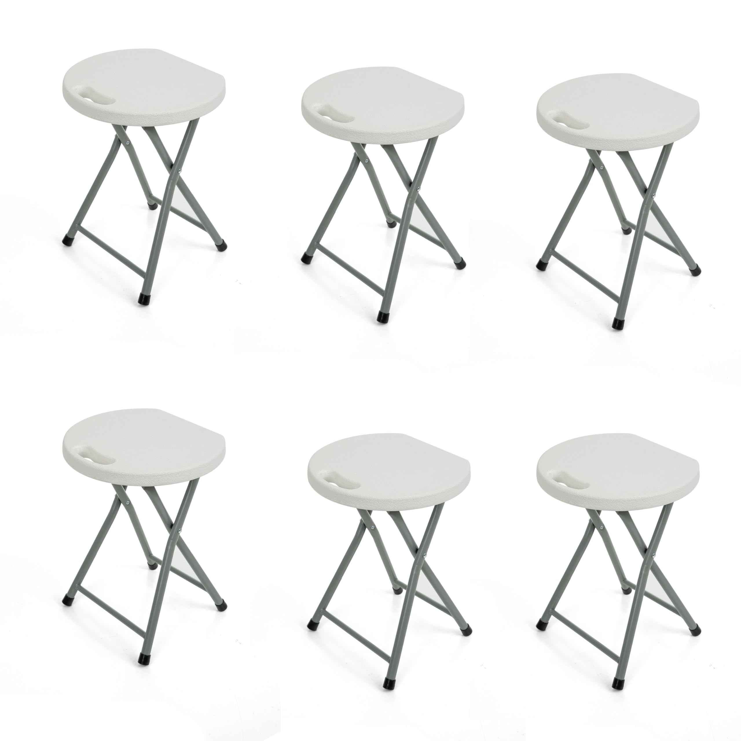 Crystals Folding Stools – Heavy-Duty Foldable Plastic Stools for Kitchen, Camping, Desk, or Outdoor Events – Lightweight Fold-Up Stool for Indoor/Outdoor Seating (Six Stools)
