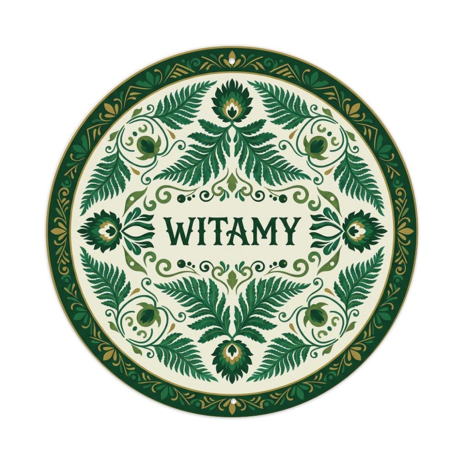 Fyrn Style Metal Tin Sign Vintage Polish Folk Art Witamy Welcome Velvet Fern