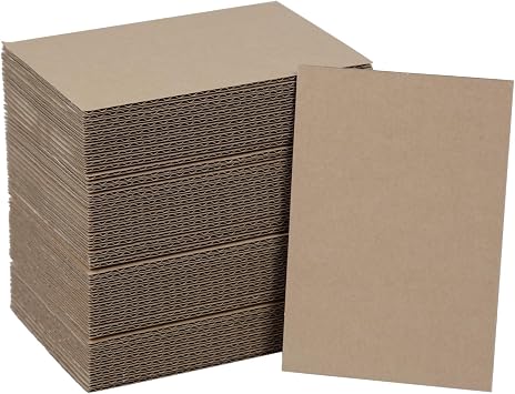 50 Pack Brown Corrugated Cardboard Sheets 4"L x 6"W, Flat Kraft Sheet for DIY Glass Divider Kits and Crafts Supplies