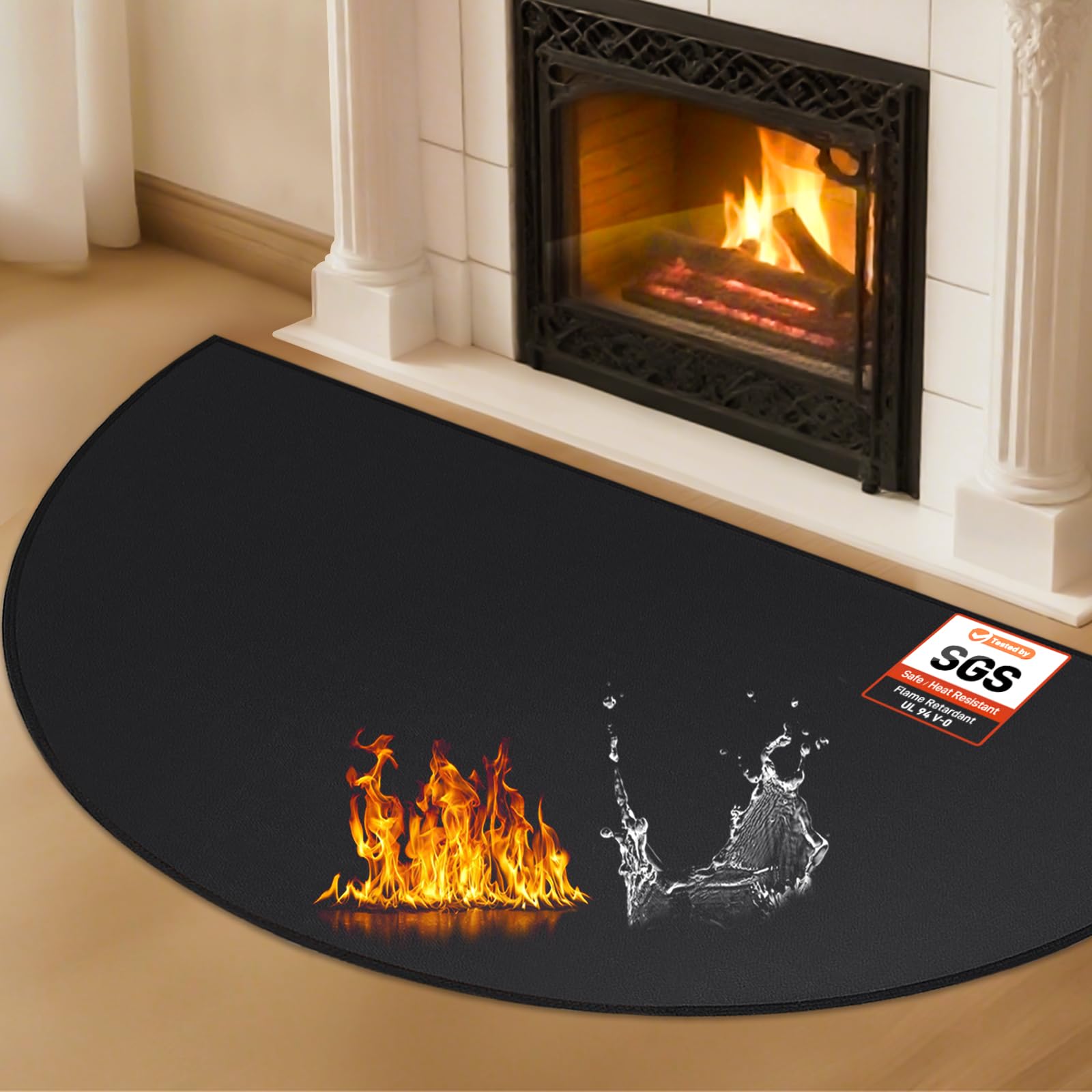 TOHONFOO Fireplace Mat for Home Protection, 3'4'' x 2'6'' x 0.04'', Black