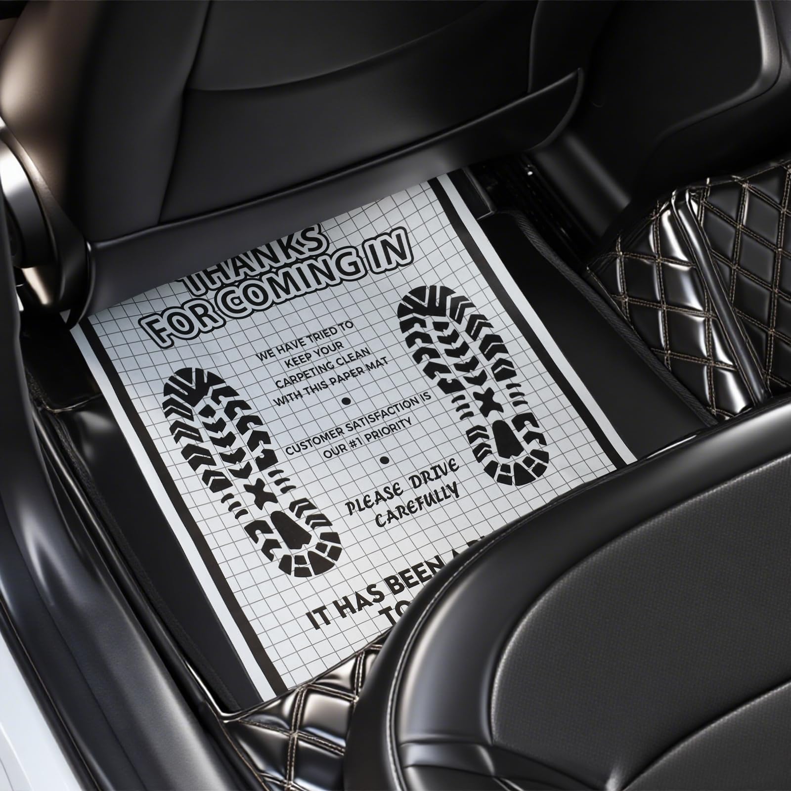 50Pcs White Paper Floor Mats for Cars 16x20 Disposable Auto Floor Pads Made of Kraft Paper Waterproof Thank — view 8