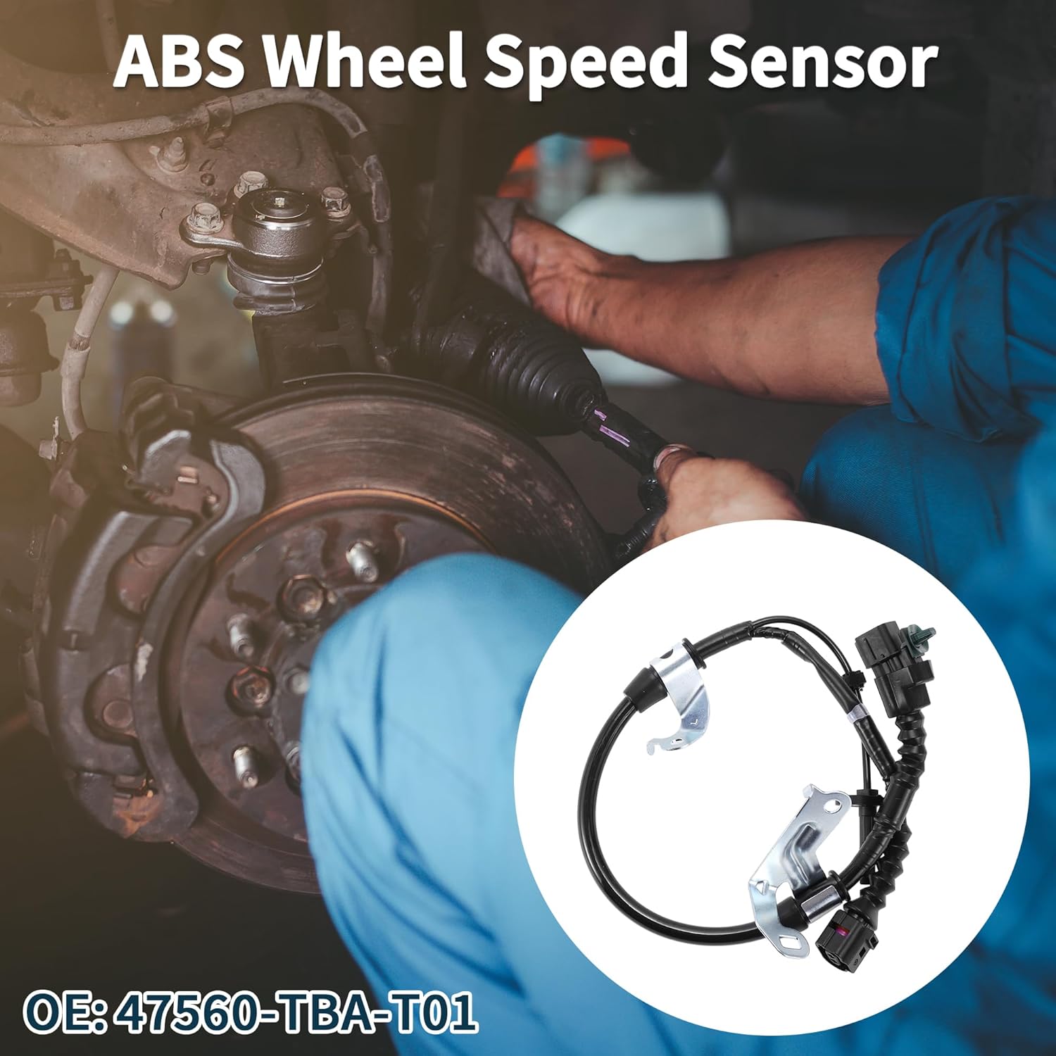 ABS Wheel Speed Sensor Rear Left ABS Sensor Anti-lock Braking System Sensor No.47560-TBA-T01 for Honda Civic 2016-2022