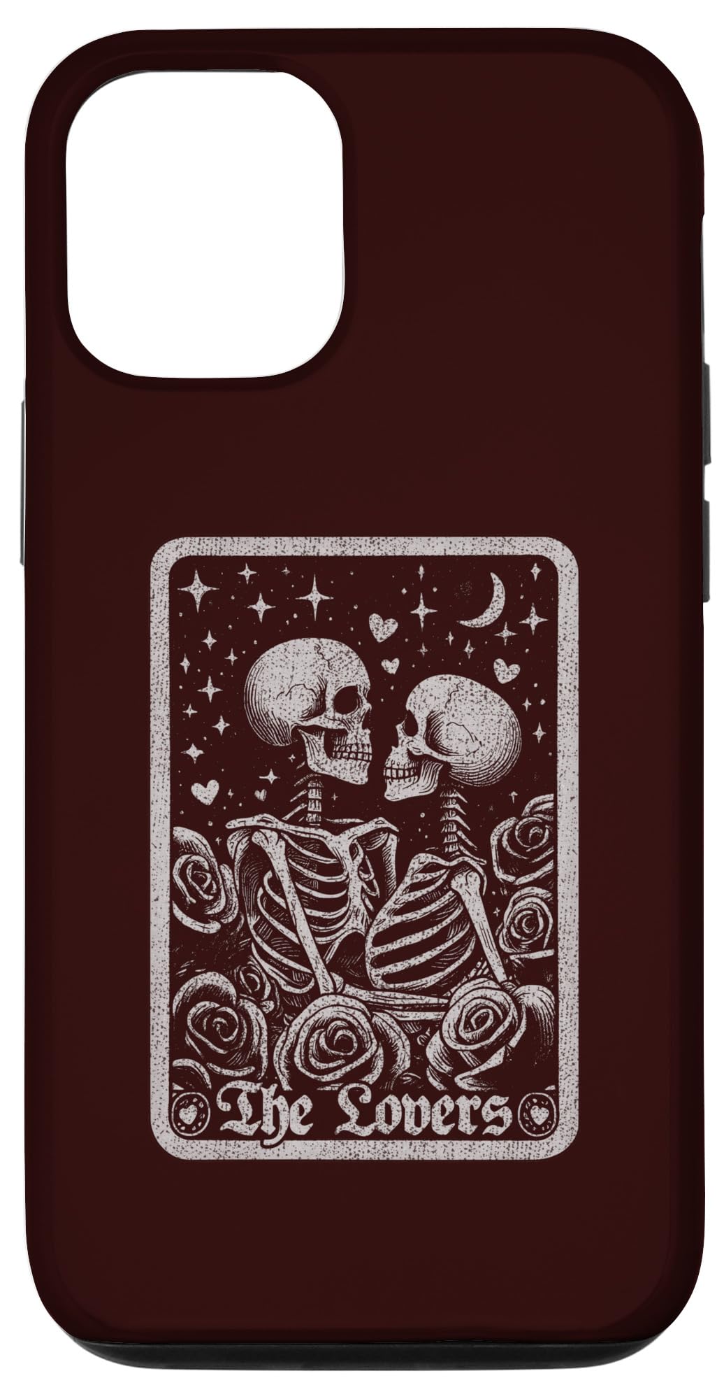 Lover Tarot Card Gothic Distressed Couple Graphic Case for iPhone 15, Black