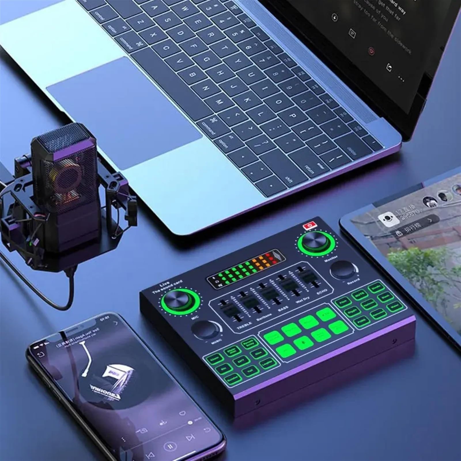 Mixer Audio, V9SJ Mixer Audio Scheda Microfono Portatile Suono Nel Commutatore Giochi Vocali Registrazione Trasmissione Per Karaoke per streaming live