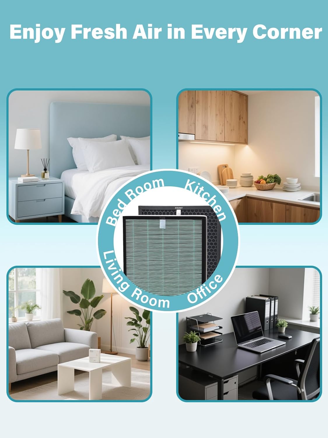 Replacement Filter Set Compatible with RabbitAir BioGS 2.0 Ultra Quiet Model SPA-550A & SPA-625A Air Purifiers,Combined with 1 Premium Filter+ 1 Activated Carbon Filter