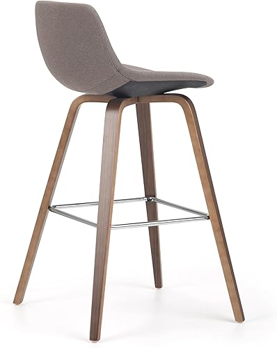 Miniatura 67 de SIMPLIHOME Randolph - Taburete moderno de mediados de siglo de madera curvada de 28 pulgadas (juego de 2) en piel sintética vegana gris piedra para