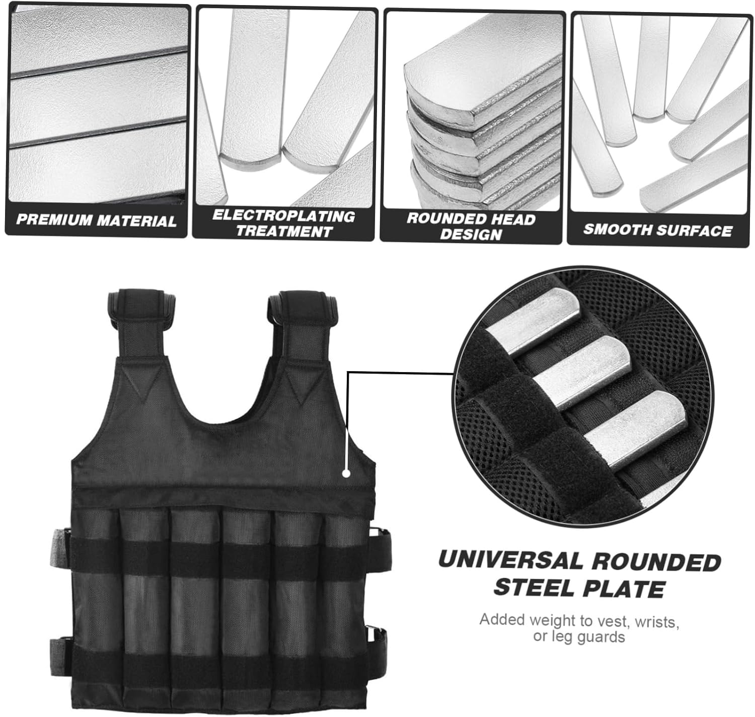 12pcs Weighted Steel Plates for Vest Rucking Weight Lifting Fitness Supplies