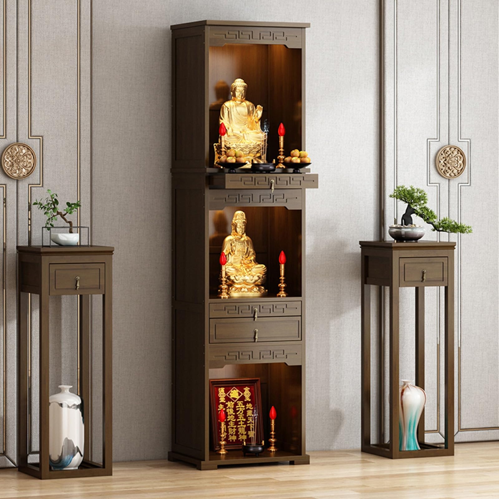Table d'autel chinoise multicouche en bois pour salon